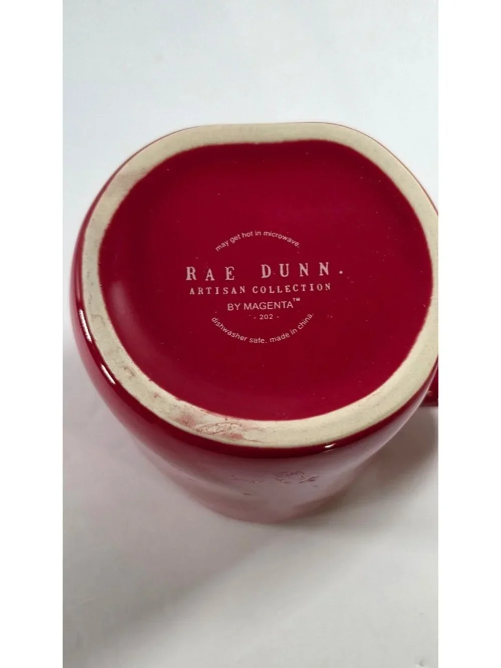 RAE DUNN PUPPY LOVE DOGGIE DOG RED COFFEE CERAMIC MUG CUP WOOF ARTISAN